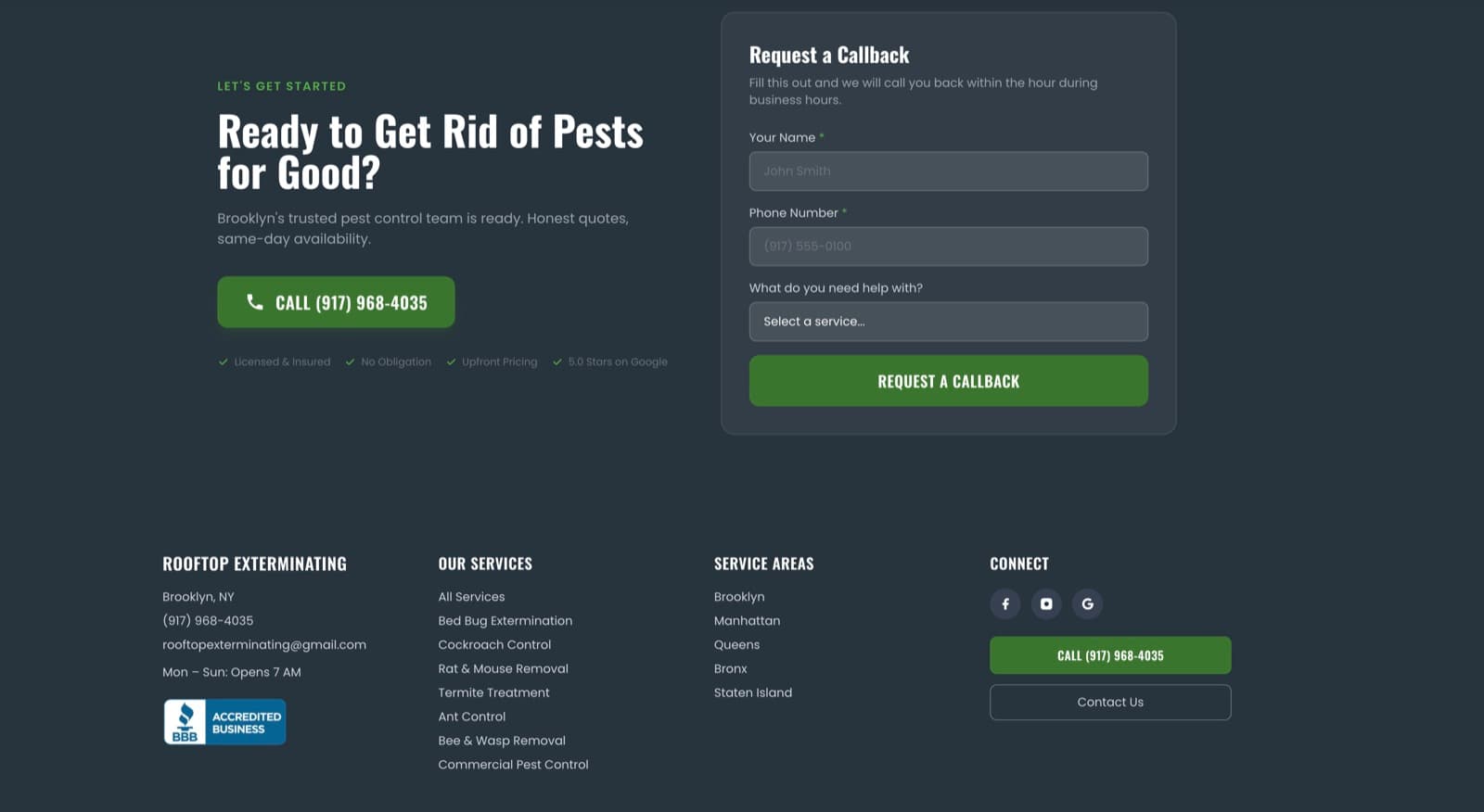 Rooftop Exterminating site footer
